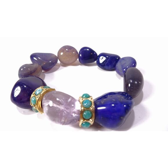 Neiman Marcus Lee Angel Majestic Glass Stone Cabochon Gold Ring Bracelet NWT 350 - Picture 10 of 10